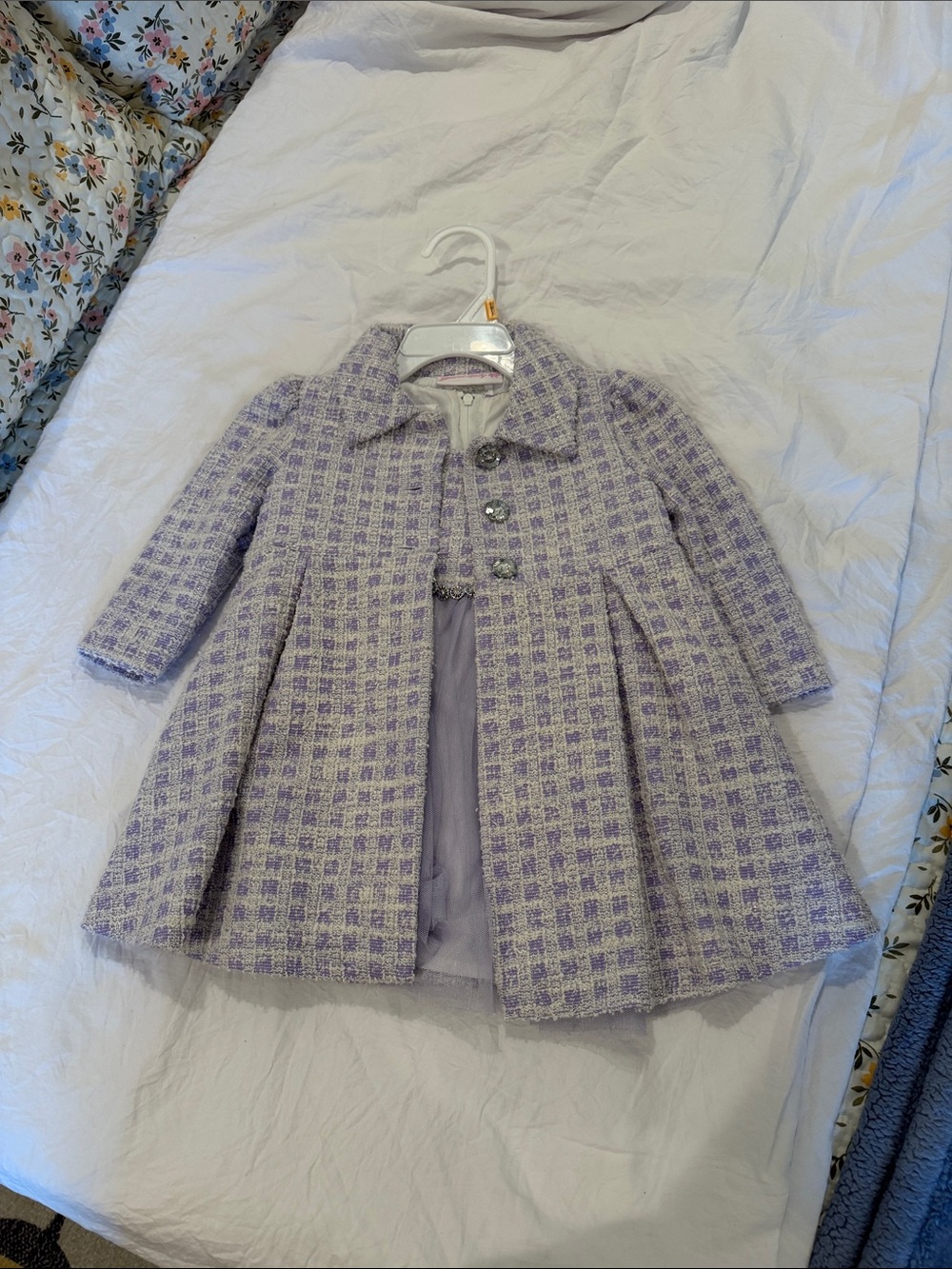 Bonnie Baby Lavender Tweed Pea Coat - Soft Purple